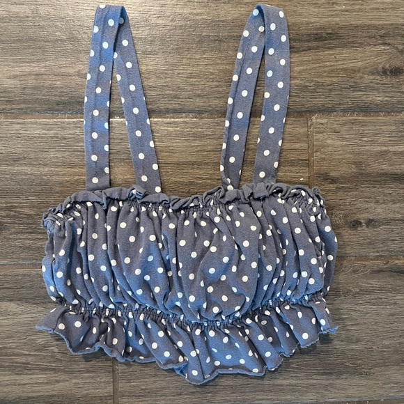 UO Blue polka dot crop top - Picture 1 of 2